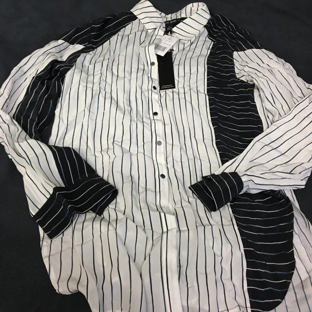 Dolce Vita striped print boyfriend shirt NWT $198